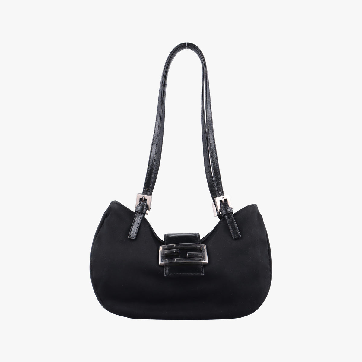 Pre-owned Fendi croissants Black cloth 26724 shoulderbag | stylenewstar
