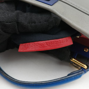 Pre-owned Fendi PEEKABOO Blue×Gray Leather 8BN244 shoulderbag | stylenewstar