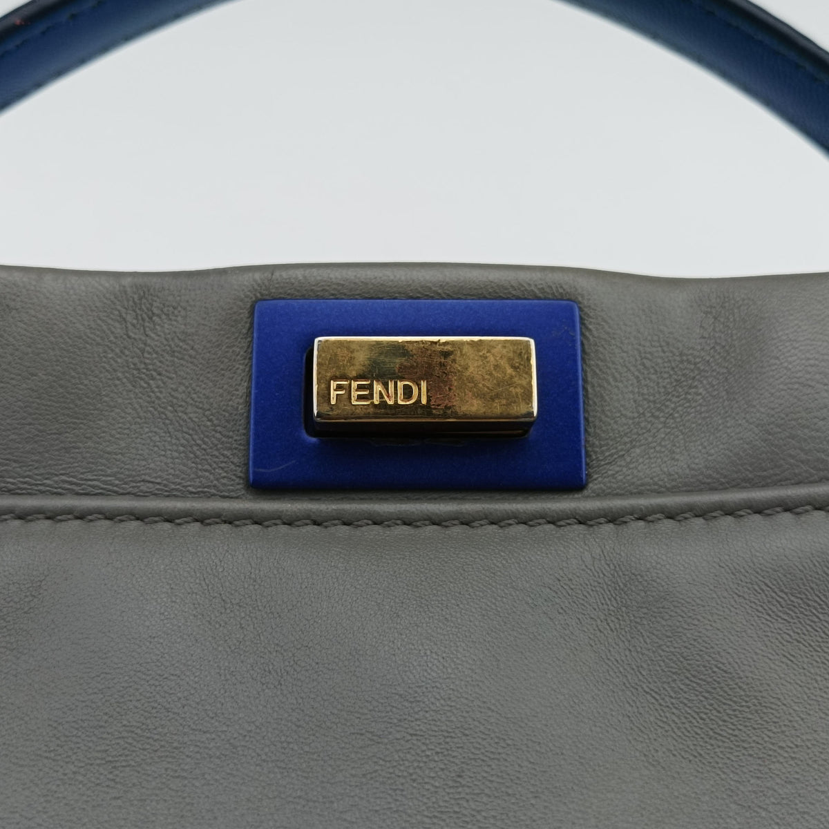 Pre-owned Fendi PEEKABOO Blue×Gray Leather 8BN244 shoulderbag | stylenewstar