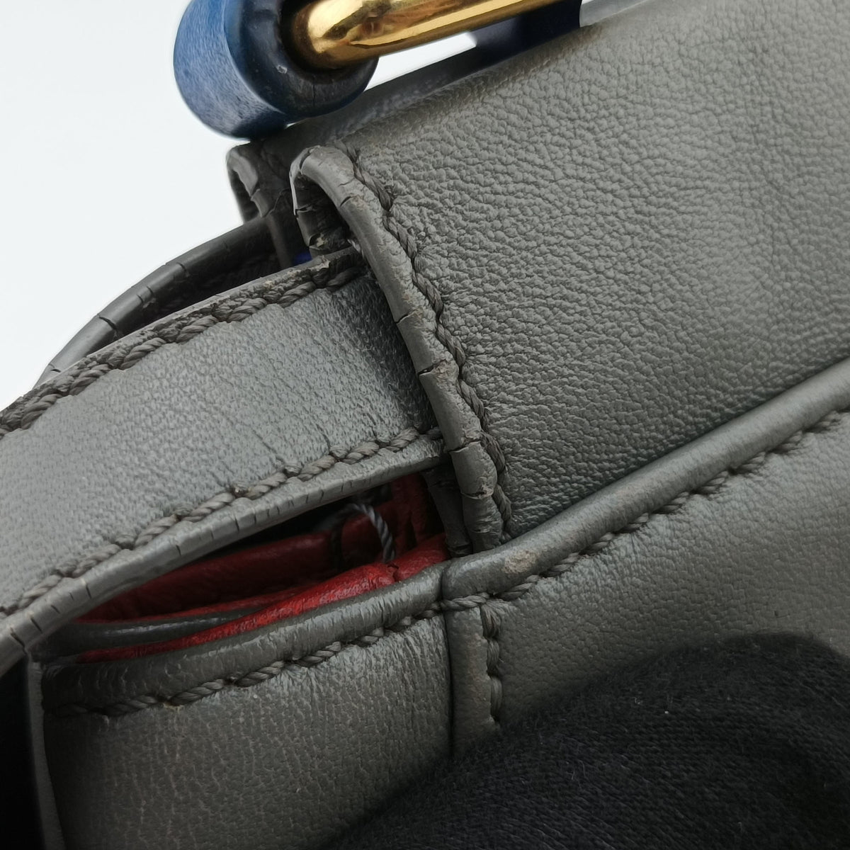Pre-owned Fendi PEEKABOO Blue×Gray Leather 8BN244 shoulderbag | stylenewstar
