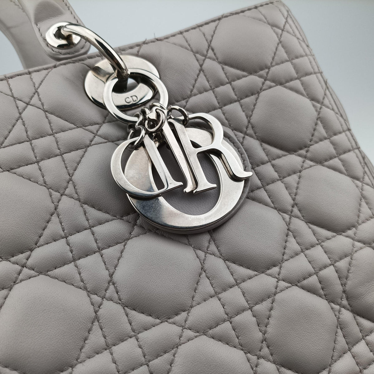 Vintage Christian Dior Lady Dior Grey lambskin  handbag | stylenewstar