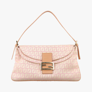 Secondhand Fendi Zucchino Baguette Pink Canvas×Leather 8BR002 shoulderbag | stylenewstar