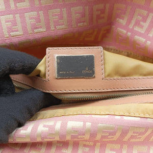 Secondhand Fendi Zucchino Baguette Pink Canvas×Leather 8BR002 shoulderbag | stylenewstar