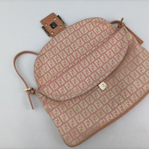Secondhand Fendi Zucchino Baguette Pink Canvas×Leather 8BR002 shoulderbag | stylenewstar