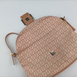 Secondhand Fendi Zucchino Baguette Pink Canvas×Leather 8BR002 shoulderbag | stylenewstar