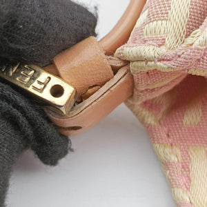 Secondhand Fendi Zucchino Baguette Pink Canvas×Leather 8BR002 shoulderbag | stylenewstar