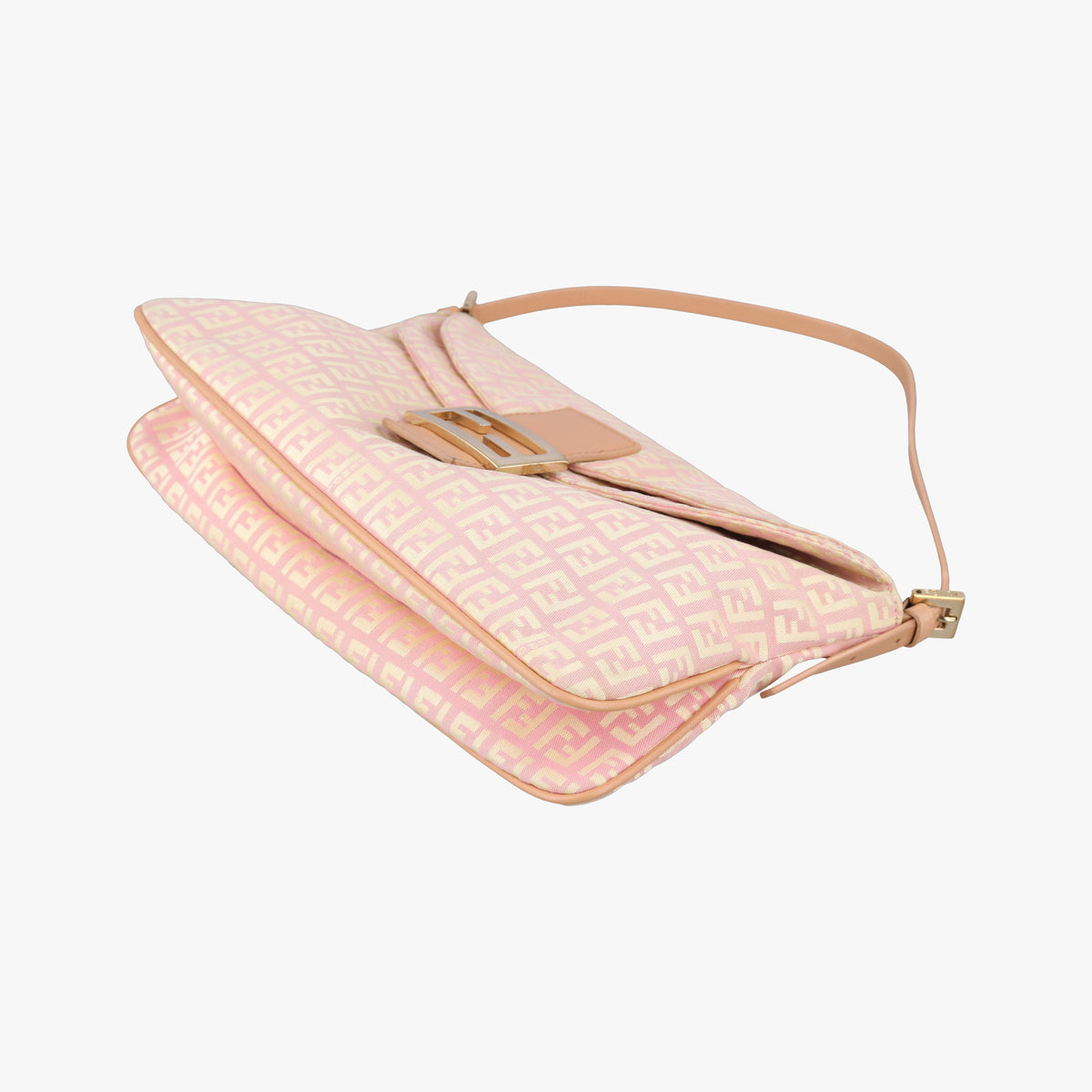Secondhand Fendi Zucchino Baguette Pink Canvas×Leather 8BR002 shoulderbag | stylenewstar
