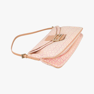 Secondhand Fendi Zucchino Baguette Pink Canvas×Leather 8BR002 shoulderbag | stylenewstar