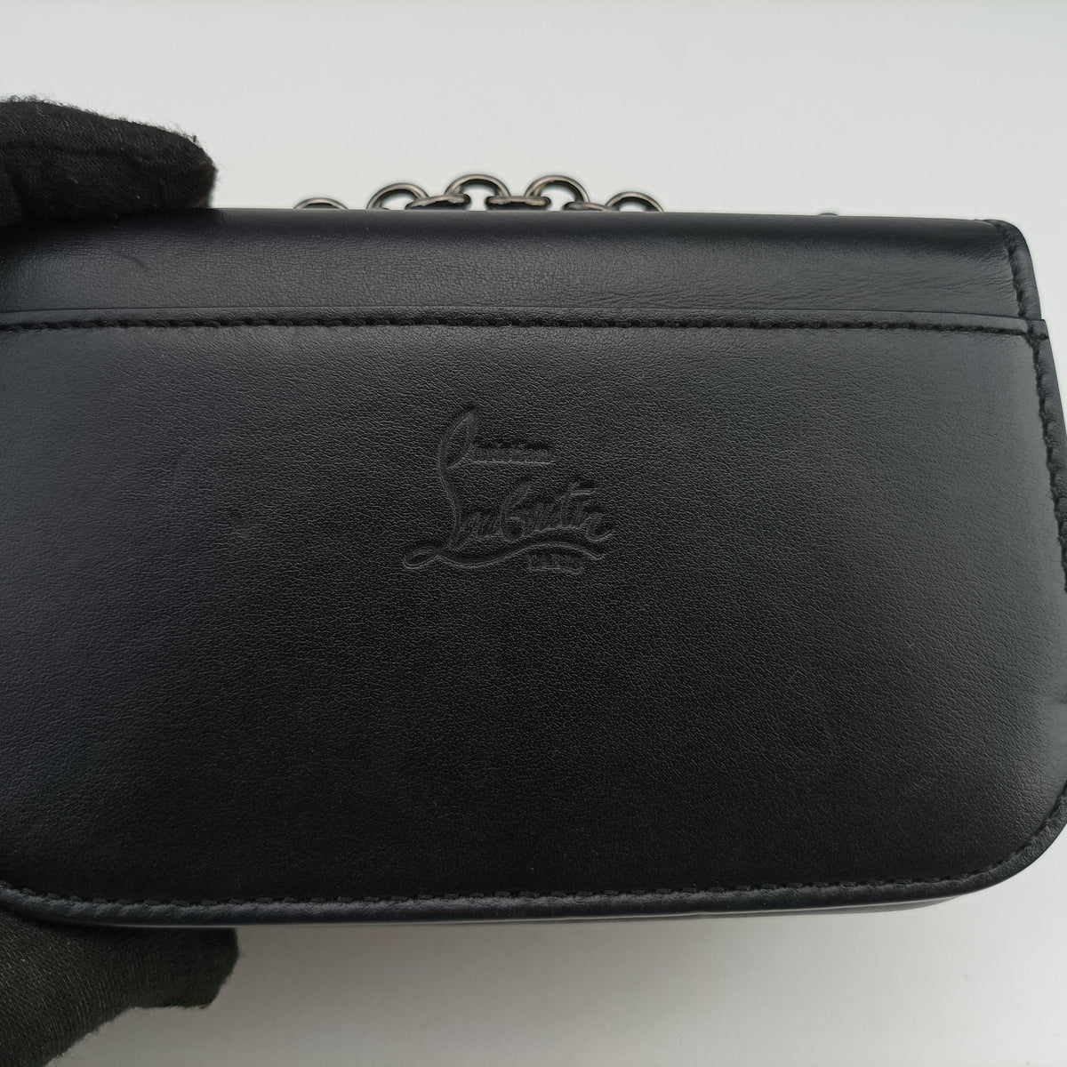 Pre-owned Christian Louboutin Night Tudor Spikes Small Sweet Charity Black Leather  shoulderbag | stylenewstar