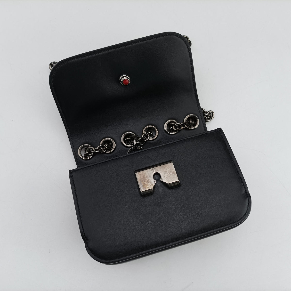 Pre-owned Christian Louboutin Night Tudor Spikes Small Sweet Charity Black Leather  shoulderbag | stylenewstar