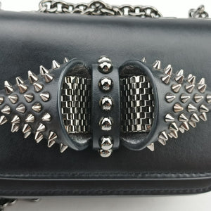 Pre-owned Christian Louboutin Night Tudor Spikes Small Sweet Charity Black Leather  shoulderbag | stylenewstar
