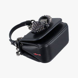 Pre-owned Christian Louboutin Night Tudor Spikes Small Sweet Charity Black Leather  shoulderbag | stylenewstar