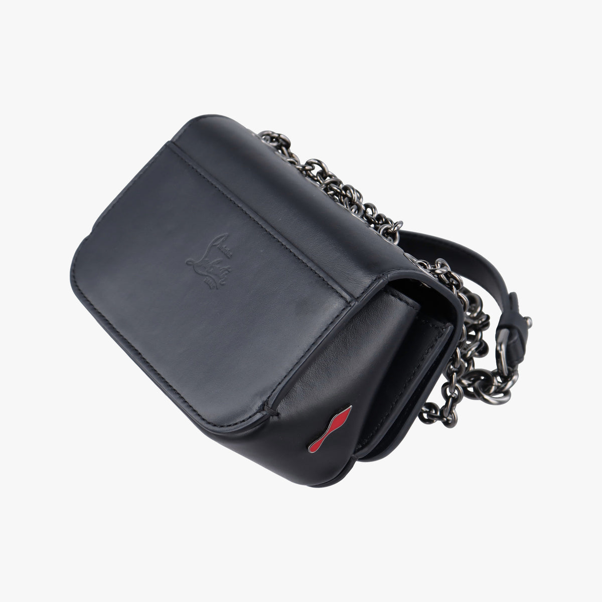 Pre-owned Christian Louboutin Night Tudor Spikes Small Sweet Charity Black Leather  shoulderbag | stylenewstar
