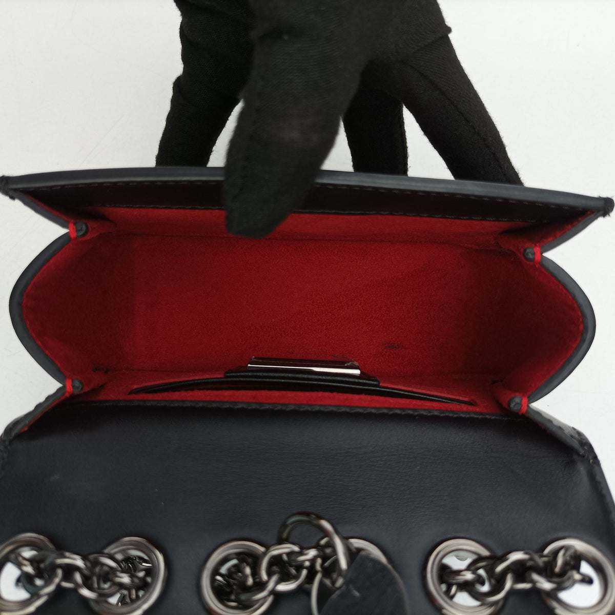 Pre-owned Christian Louboutin Night Tudor Spikes Small Sweet Charity Black Leather  shoulderbag | stylenewstar