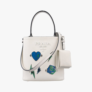 Pre-owned Prada Small Panier White Saffiano leather 1BA217 shoulderbag | stylenewstar