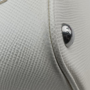 Pre-owned Prada Small Panier White Saffiano leather 1BA217 shoulderbag | stylenewstar