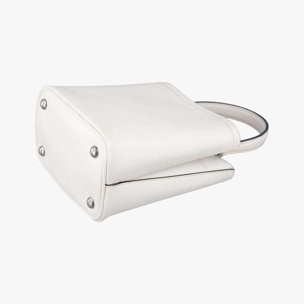 Pre-owned Prada Small Panier White Saffiano leather 1BA217 shoulderbag | stylenewstar