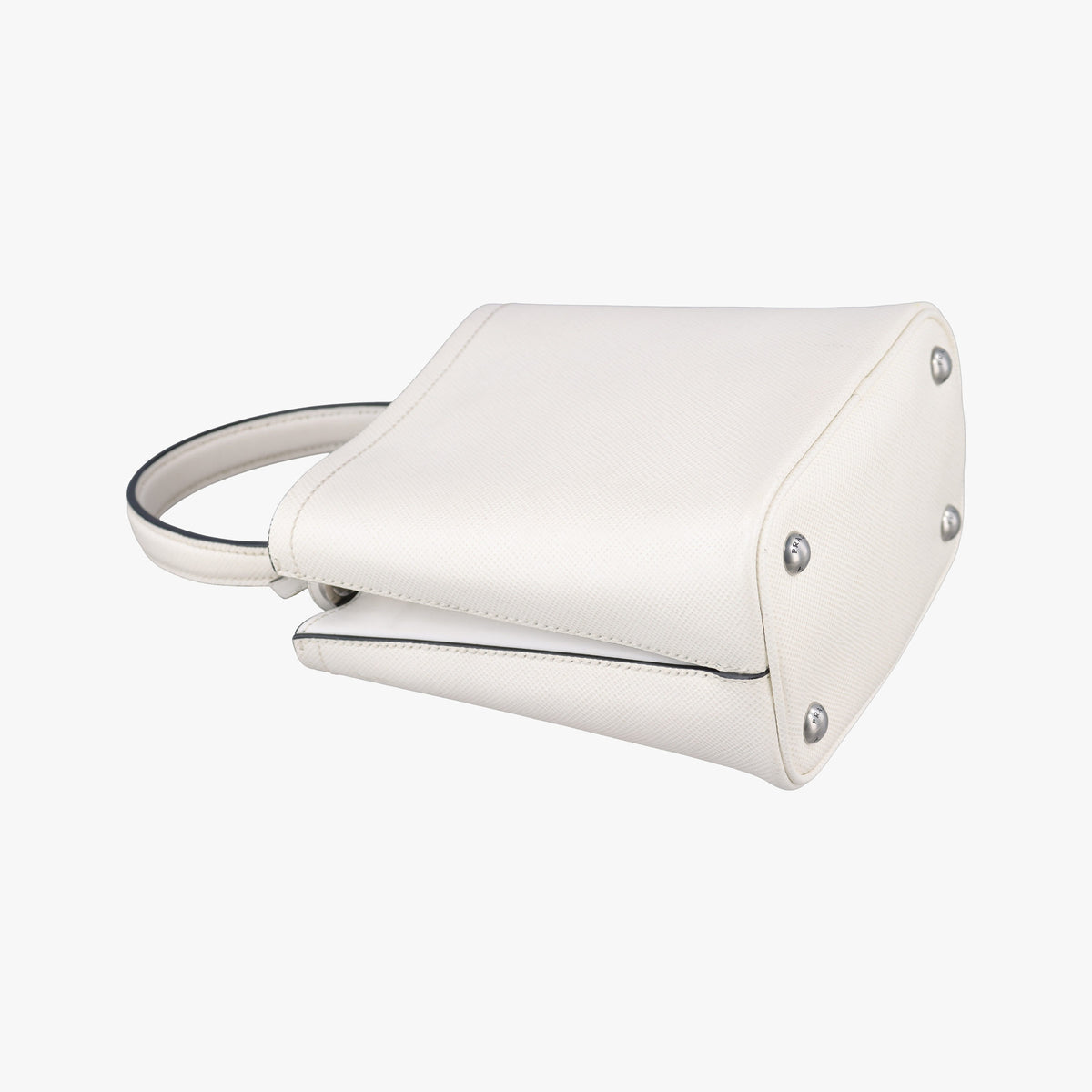 Pre-owned Prada Small Panier White Saffiano leather 1BA217 shoulderbag | stylenewstar