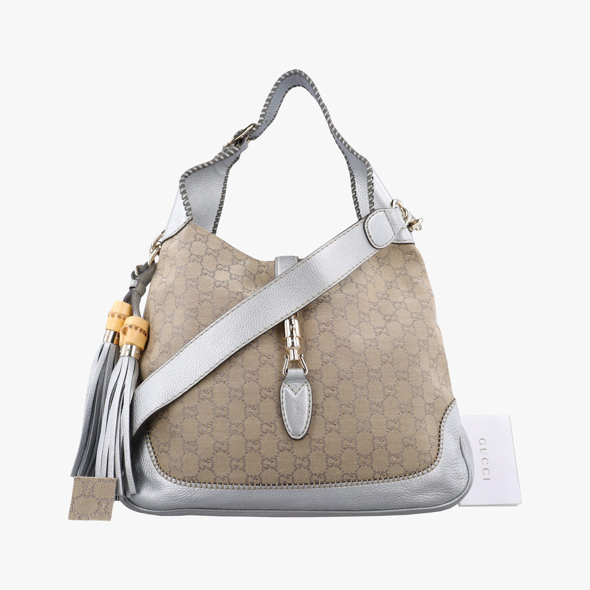 Pre-owned Gucci New Jackie Brown x Silver canvas x leather 246907 shoulderbag | stylenewstar