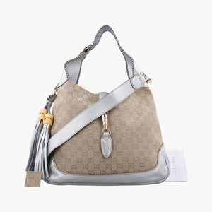 Pre-owned Gucci New Jackie Brown x Silver canvas x leather 246907 shoulderbag | stylenewstar