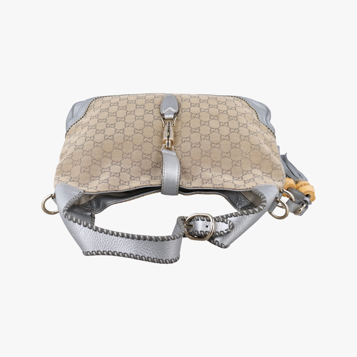 Pre-owned Gucci New Jackie Brown x Silver canvas x leather 246907 shoulderbag | stylenewstar