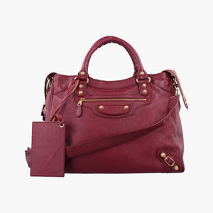 Pre-owned Balenciaga The First Burgundy lambskin  shoulderbag | stylenewstar