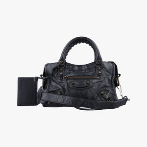 Pre-owned Balenciaga Classic City Mini Black lambskin  shoulderbag | stylenewstar