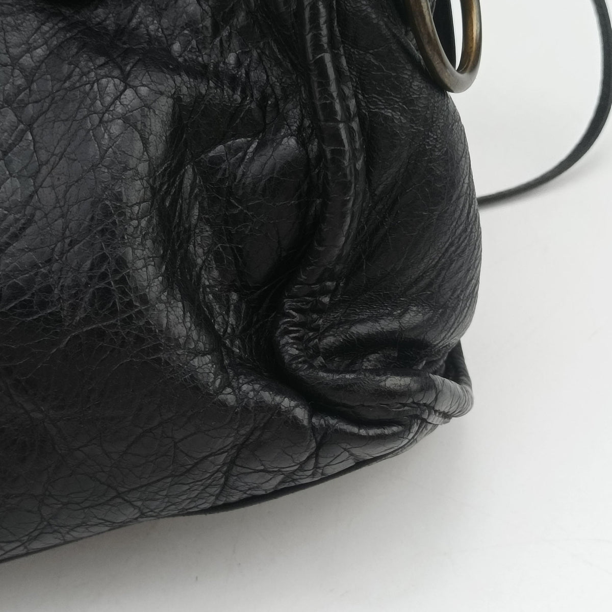 Pre-owned Balenciaga Classic City Mini Black lambskin  shoulderbag | stylenewstar