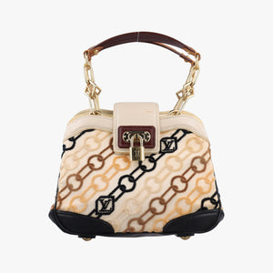 Pre-owned Louis Vuitton Mini Linda Ivory x Multicolor Cotton x Velvet x Leather M95207 handbag | stylenewstar