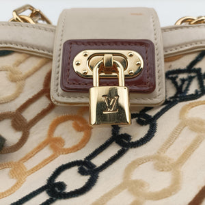 Pre-owned Louis Vuitton Mini Linda Ivory x Multicolor Cotton x Velvet x Leather M95207 handbag | stylenewstar