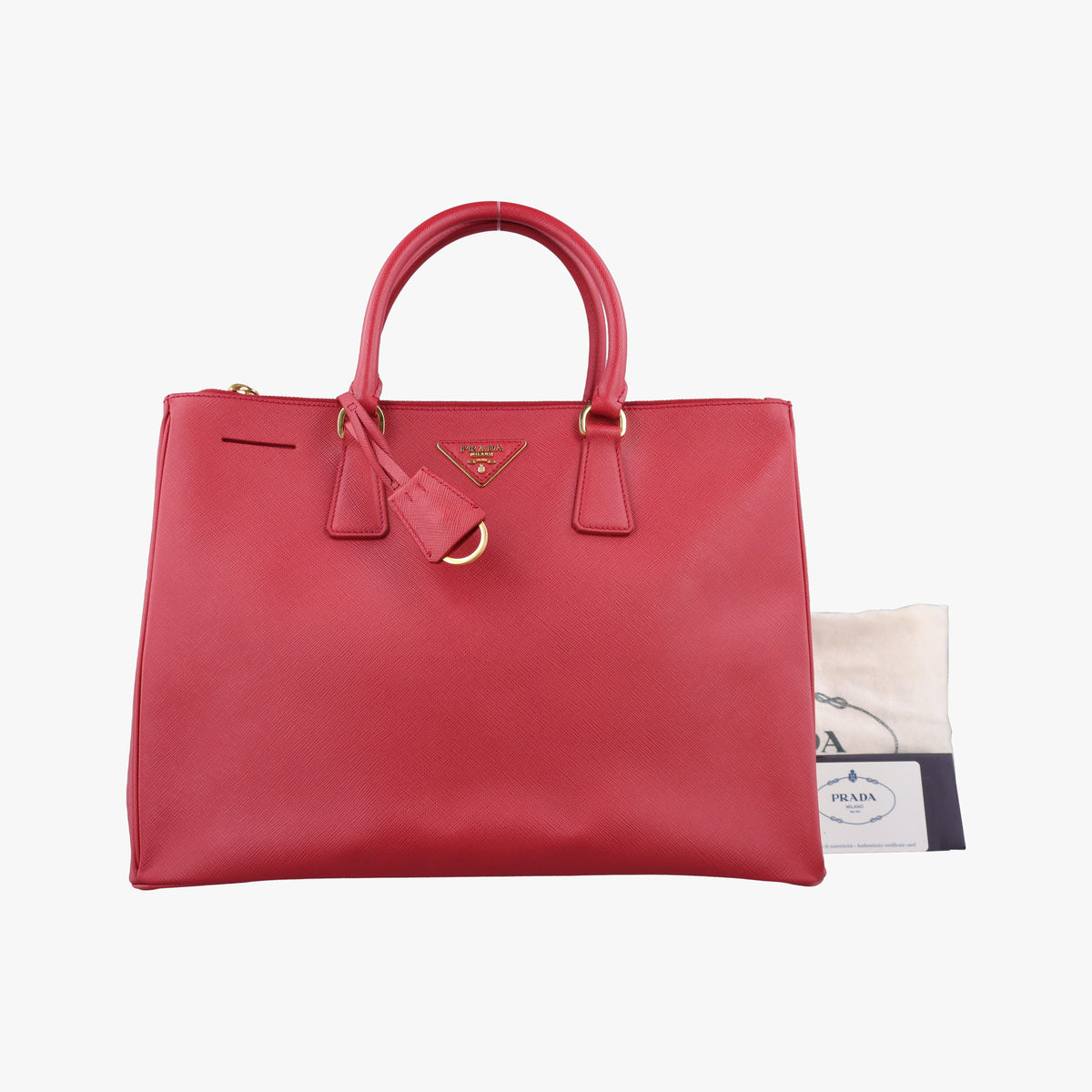 Pre-owned Prada Galleria Red SAFFIANO Leather BN2274 handbag | stylenewstar