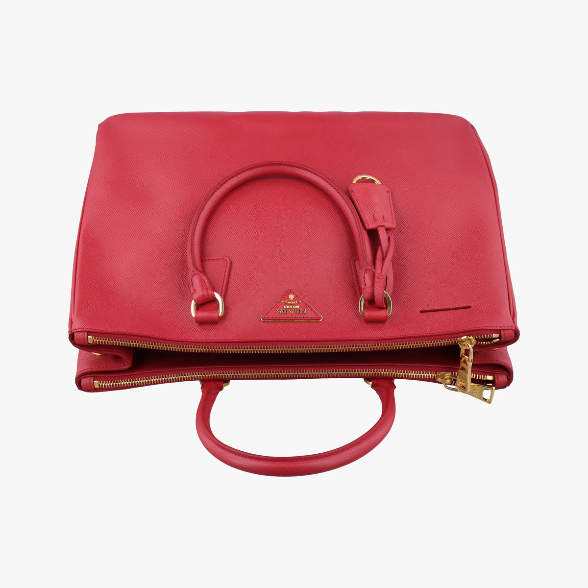 Pre-owned Prada Galleria Red SAFFIANO Leather BN2274 handbag | stylenewstar