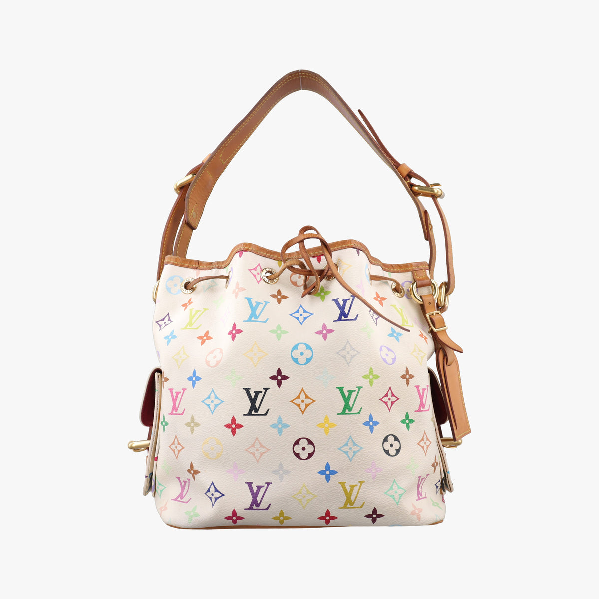 Pre-owned Louis Vuitton Petit NOe white Monogram Multicolor M42229 shoulderbag | stylenewstar