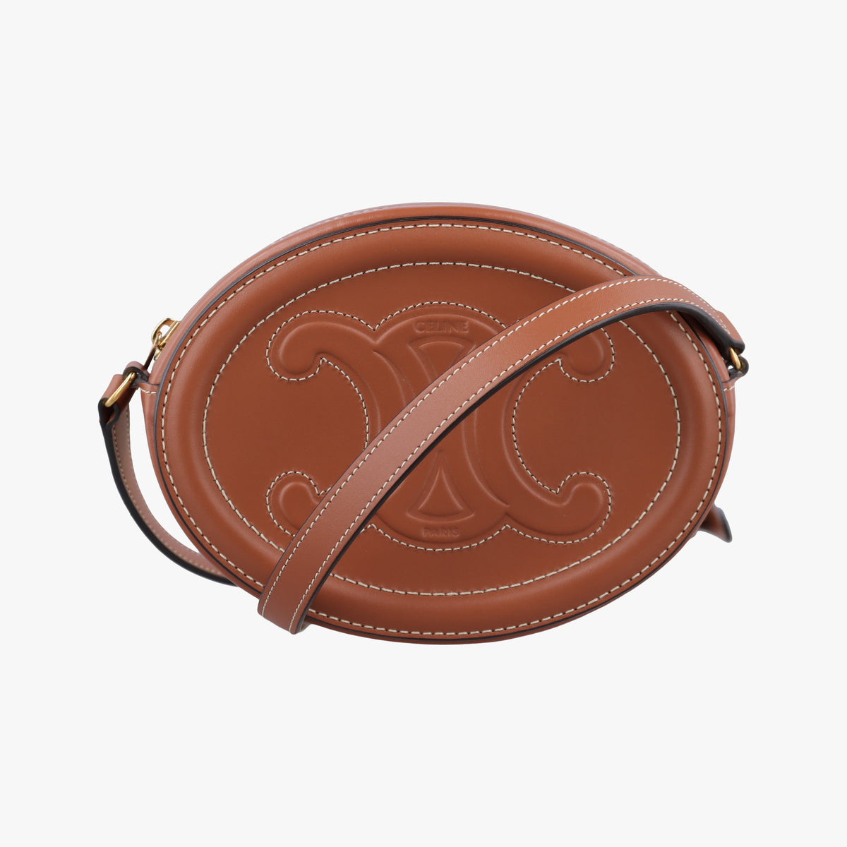 Pre-owned Celine Oval Purse Cuir Triomphe Brown Leather  shoulderbag | stylenewstar