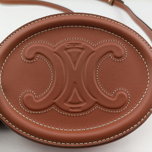 Pre-owned Celine Oval Purse Cuir Triomphe Brown Leather  shoulderbag | stylenewstar