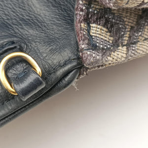 Secondhand Christian Dior Saddle Navy×Gray jacquard×Leather  shoulderbag | stylenewstar