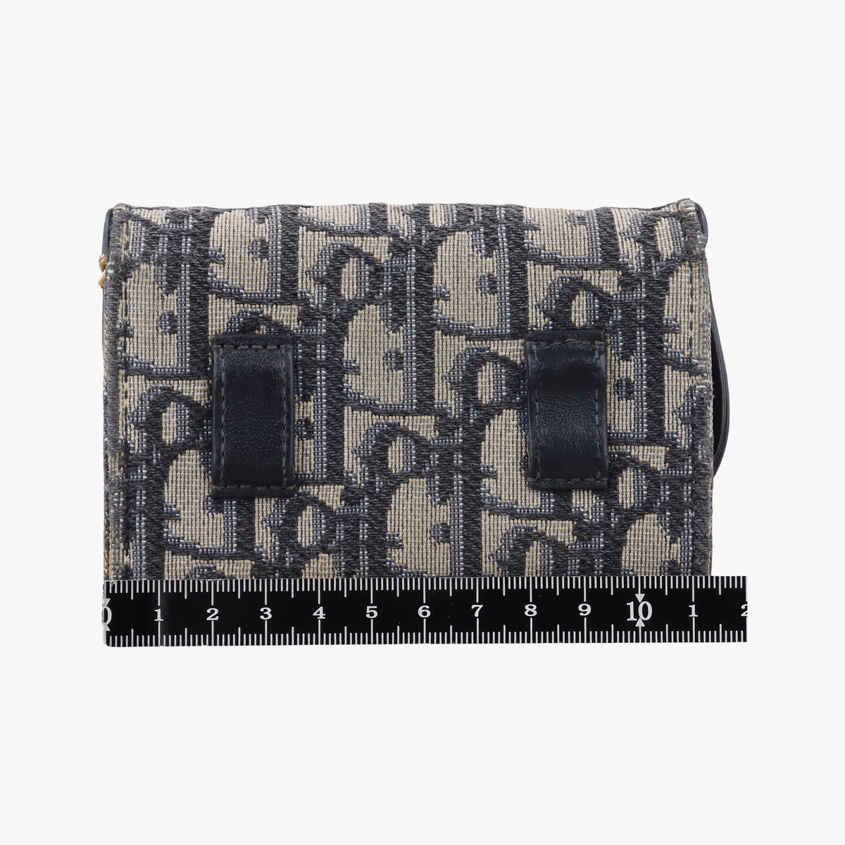 Secondhand Christian Dior Saddle Navy×Gray jacquard×Leather  shoulderbag | stylenewstar
