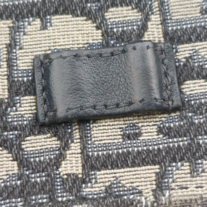 Secondhand Christian Dior Saddle Navy×Gray jacquard×Leather  shoulderbag | stylenewstar
