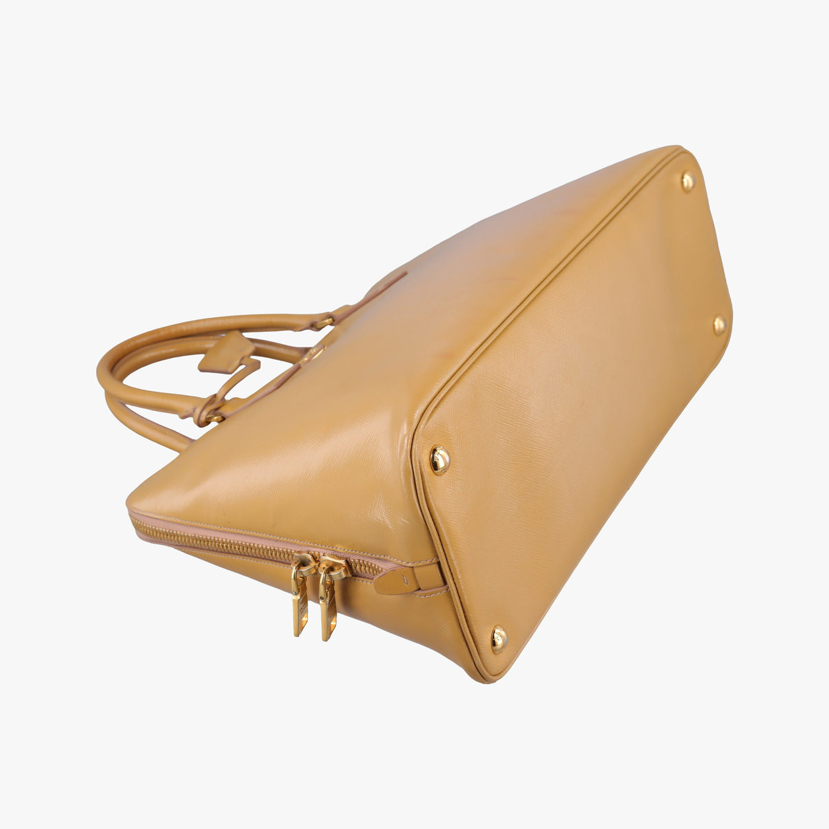 Vintage Prada Promenade Beige Patent SAFFIANO Leather BN2558 handbag | stylenewstar