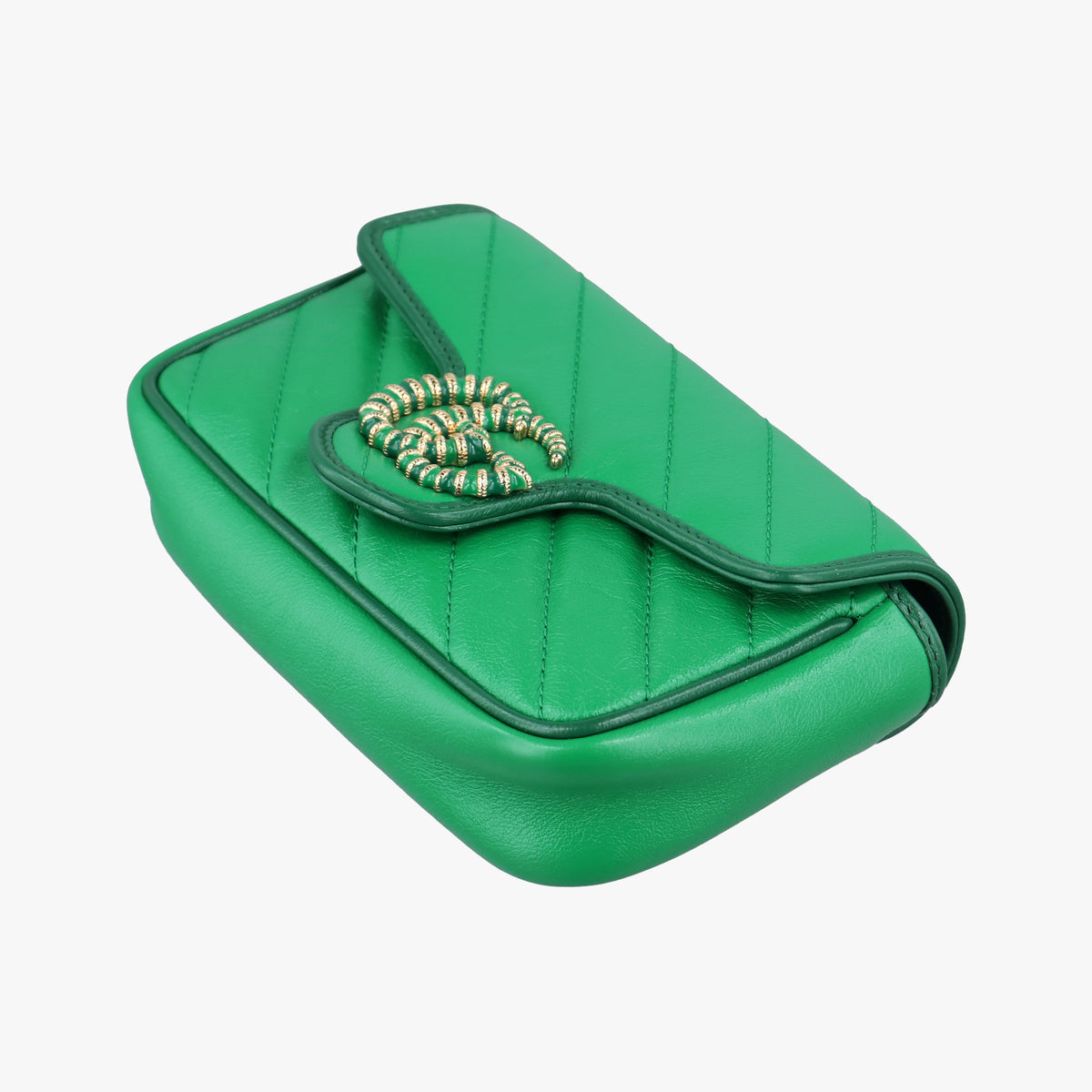 Pre-owned Gucci GG Marmont Green Leather 574969 shoulderbag | stylenewstar