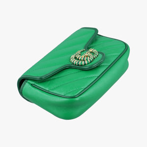 Pre-owned Gucci GG Marmont Green Leather 574969 shoulderbag | stylenewstar