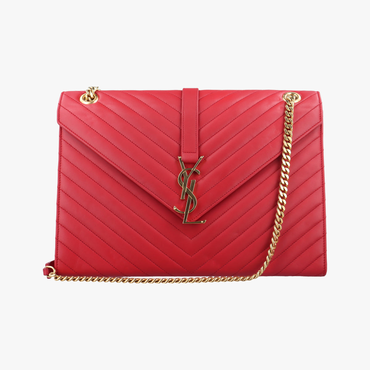 Pre-owned Yves Saint Laurent envelope Red Leather 342023 shoulderbag | stylenewstar