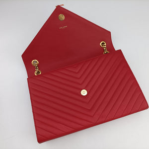 Pre-owned Yves Saint Laurent envelope Red Leather 342023 shoulderbag | stylenewstar