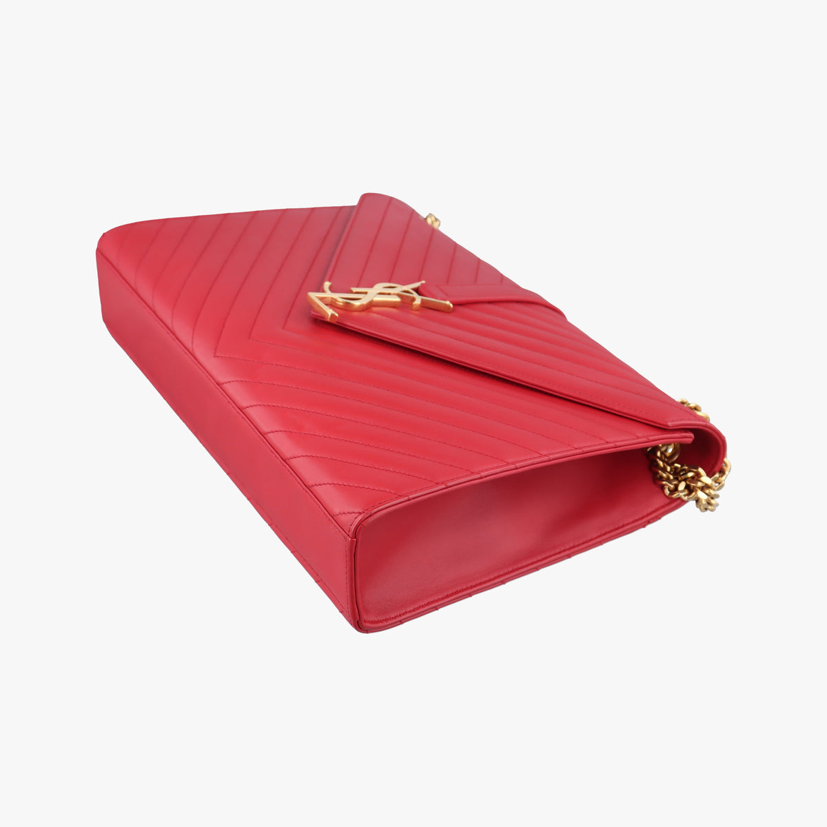Pre-owned Yves Saint Laurent envelope Red Leather 342023 shoulderbag | stylenewstar