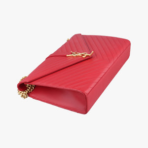 Pre-owned Yves Saint Laurent envelope Red Leather 342023 shoulderbag | stylenewstar
