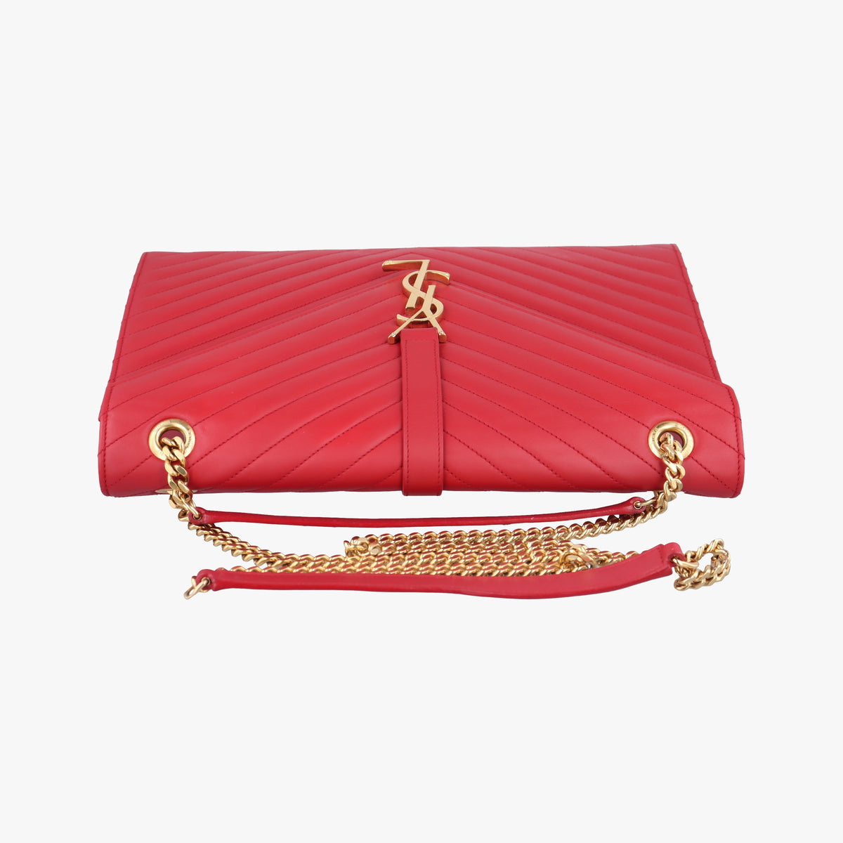 Pre-owned Yves Saint Laurent envelope Red Leather 342023 shoulderbag | stylenewstar