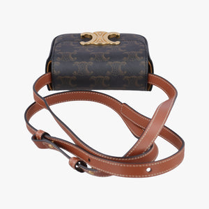 Pre-owned Celine Mini Triomphe Brown PVC coated canvas  shoulderbag | stylenewstar