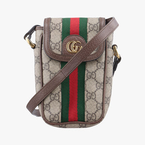 Pre-owned Gucci Ophidia Beige xBrown PVC coated canvas×Leather 598912 shoulderbag | stylenewstar