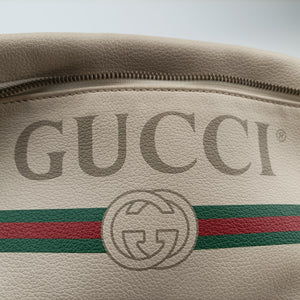 Pre-owned Gucci Print White Leather 530412 bum bag/waist bag | stylenewstar