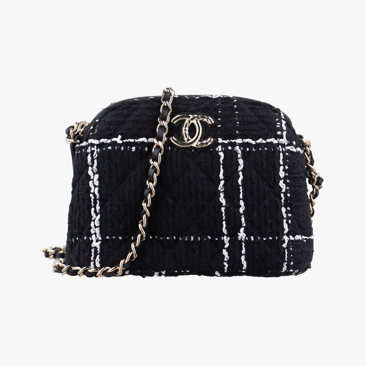 Pre-owned Chanel Cocomark Mini Black Tweed  shoulderbag | stylenewstar